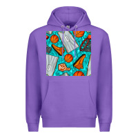 Purple basketball uniform and hoop seamless pattern Premium Hoodie - BundleAndBundleShop