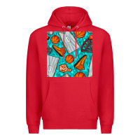 Red basketball uniform and hoop seamless pattern Premium Hoodie - BundleAndBundleShop