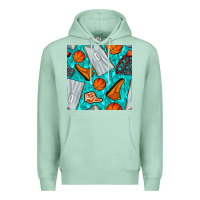 Seafoam basketball uniform and hoop seamless pattern Premium Hoodie - BundleAndBundleShop