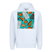 White basketball uniform and hoop seamless pattern Premium Hoodie - BundleAndBundleShop