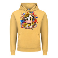 Vintage Mustard cute cow fourth of july Vintage Hoodie - texasbilliewilder