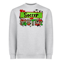 Heather Grey soccer sister with leopard Heavyweight Sweatshirt - Zillion Design Studio