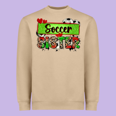 Soccer Sister With Leopard Heavyweight Sweatshirt Designed By Zillion Design Studio