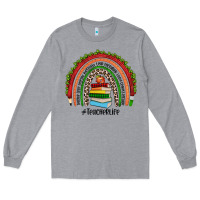 Heather Grey Christmas Teacherlife rainbow Long Sleeve Tee - JahusDesignShop