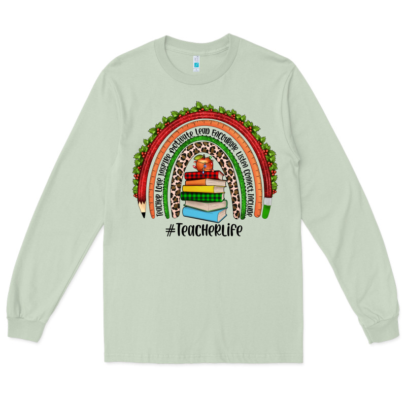 Christmas Teacherlife Rainbow Long Sleeve Tee by JahusDesignShop | Teevron