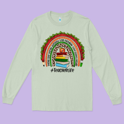 Christmas Teacherlife Rainbow Long Sleeve Tee Designed By Jahusdesignshop