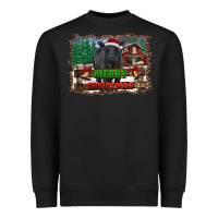Black merry christmas black angus cattle and farm Heavyweight Sweatshirt - RanaPortraitStore