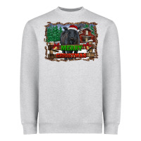 Heather Grey merry christmas black angus cattle and farm Heavyweight Sweatshirt - RanaPortraitStore