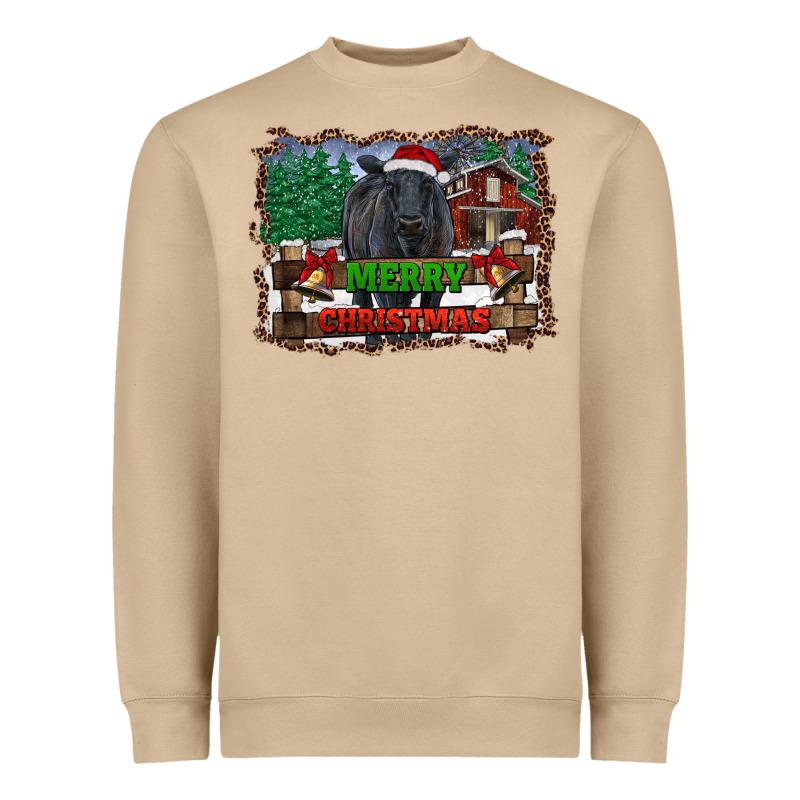 Merry Christmas Black Angus Cattle And Farm Heavyweight Sweatshirt by RanaPortraitStore | Teevron