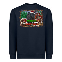 Navy merry christmas black angus cattle and farm Heavyweight Sweatshirt - RanaPortraitStore