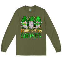 Army Green st patrick s chillin with my gnomies Long Sleeve Tee - JahusDesignShop