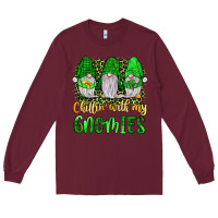 Burgundy st patrick s chillin with my gnomies Long Sleeve Tee - JahusDesignShop