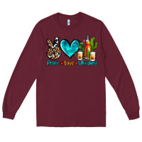 Burgundy peace love whiskey Long Sleeve Tee - AdoDesignShop