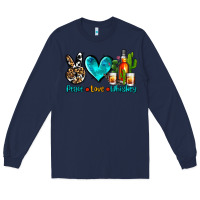Navy peace love whiskey Long Sleeve Tee - AdoDesignShop