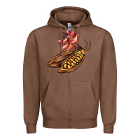Chestnut cacao beans and flowers Zipper Hoodie - AdoDesignShop
