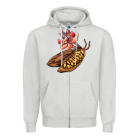 Dove Grey cacao beans and flowers Zipper Hoodie - AdoDesignShop