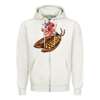 Oatmeal Heather cacao beans and flowers Zipper Hoodie - AdoDesignShop
