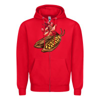 Red cacao beans and flowers Zipper Hoodie - AdoDesignShop