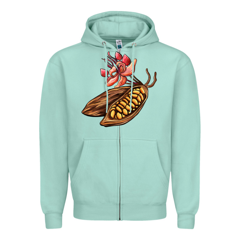 Cacao Beans And Flowers Zipper Hoodie by AdoDesignShop | Teevron