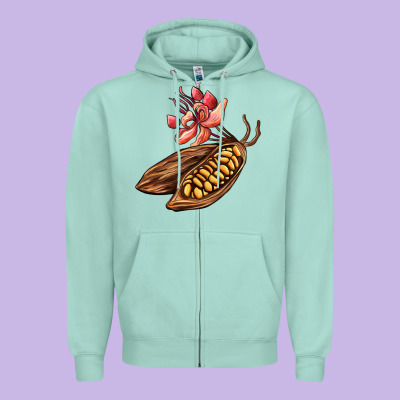 Cacao Beans And Flowers Zipper Hoodie Designed By Adodesignshop