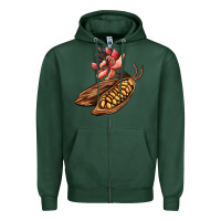 Sports Green cacao beans and flowers Zipper Hoodie - AdoDesignShop