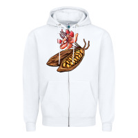 White cacao beans and flowers Zipper Hoodie - AdoDesignShop