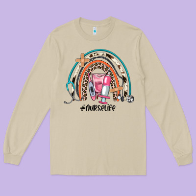 Nurse Life Rainbow Long Sleeve Tee Designed By Jahusdesignshop