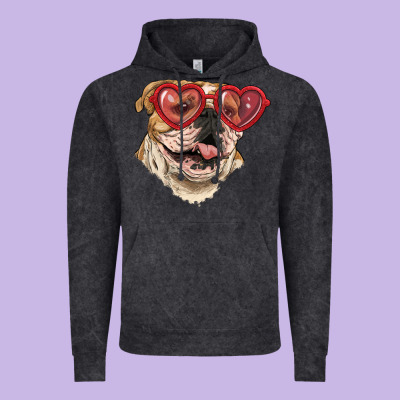 Vintage Hoodie english bulldog with love glass