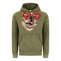 Vintage Olive english bulldog with love glass Vintage Hoodie - RanaPortraitStore