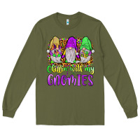 Army Green mardi gras chillin' with my gnomies Long Sleeve Tee - JahusDesignShop