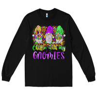 Black mardi gras chillin' with my gnomies Long Sleeve Tee - JahusDesignShop