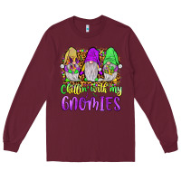 Burgundy mardi gras chillin' with my gnomies Long Sleeve Tee - JahusDesignShop