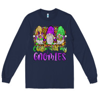 Navy mardi gras chillin' with my gnomies Long Sleeve Tee - JahusDesignShop