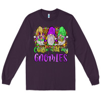 Plum mardi gras chillin' with my gnomies Long Sleeve Tee - JahusDesignShop
