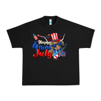 Black Happy 4th of July cow Urban Heavy Tee - CowGirlArtShop