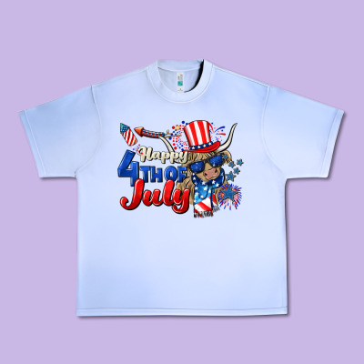 Happy 4th Of July Cow Urban Heavy Tee Designed By Cowgirlartshop