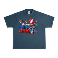 Midnight Navy Happy 4th of July cow Urban Heavy Tee - CowGirlArtShop