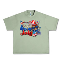 Oil Green Happy 4th of July cow Urban Heavy Tee - CowGirlArtShop
