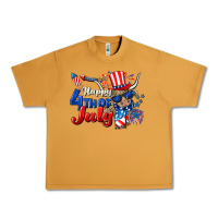 Peanut Butter Happy 4th of July cow Urban Heavy Tee - CowGirlArtShop