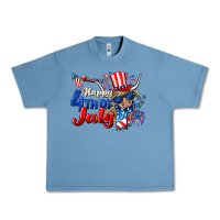 Pebble Blue Happy 4th of July cow Urban Heavy Tee - CowGirlArtShop