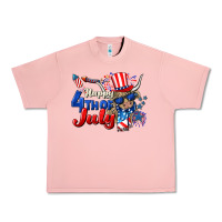Salmon Happy 4th of July cow Urban Heavy Tee - CowGirlArtShop