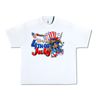 White Happy 4th of July cow Urban Heavy Tee - CowGirlArtShop