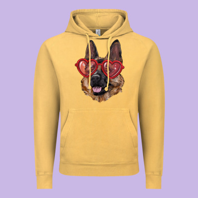 Vintage Hoodie german shepherd with love glasses