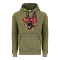 Vintage Olive german shepherd with love glasses Vintage Hoodie - RanaPortraitStore
