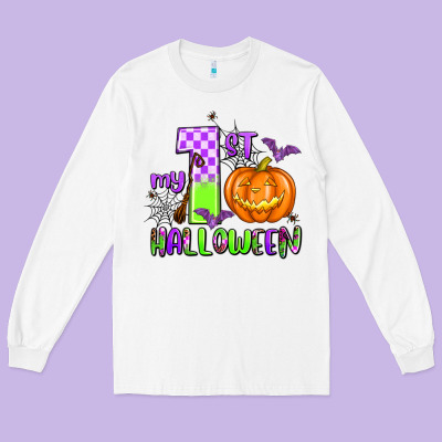 My First Halloween Pumpkin Long Sleeve Tee Designed By Adodesignshop