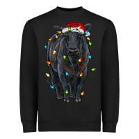 Black christmas black angus cattle with lights Heavyweight Sweatshirt - RanaPortraitStore