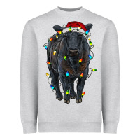 Heather Grey christmas black angus cattle with lights Heavyweight Sweatshirt - RanaPortraitStore