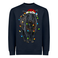 Navy christmas black angus cattle with lights Heavyweight Sweatshirt - RanaPortraitStore