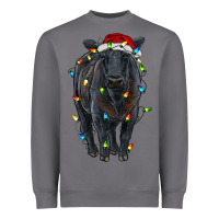 Storm christmas black angus cattle with lights Heavyweight Sweatshirt - RanaPortraitStore