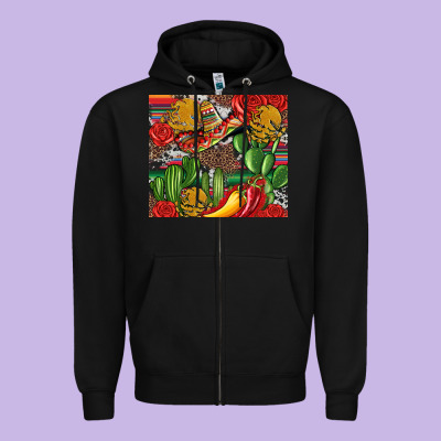 Mexican Cacti Zipper Hoodie Designed By Artiststas
